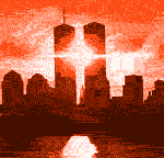 Dibujo del New York Towers gemelo; ataque del terrorista; algunos dicen que el profeta Nostradamus del astrónomo ha predicho el ataque del terrorista de las torres gemelas de Nueva York y el principio de la guerra mundial tres (WWW III de Apocalipsis).